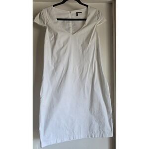 Stile Benetton Maxi Dress S White Solid Sleeveless V-Neck Cotton Minimalist